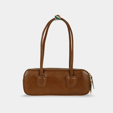 Rectangular Shoulder Bag with Geometric Leather Detail