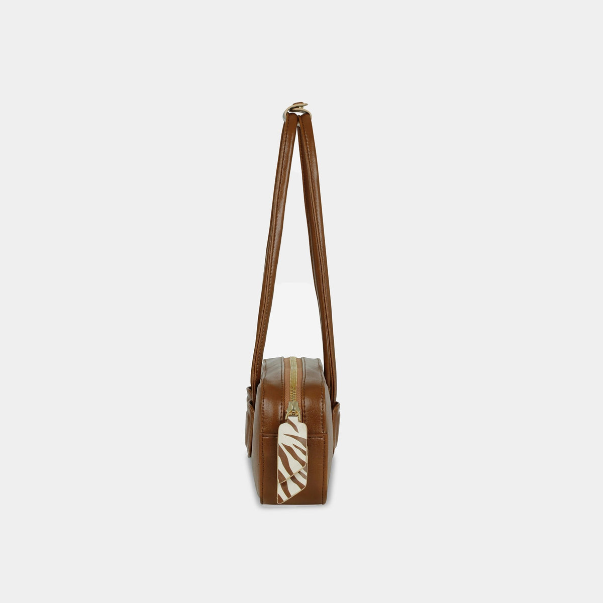Rectangular Shoulder Bag with Geometric Leather Detail