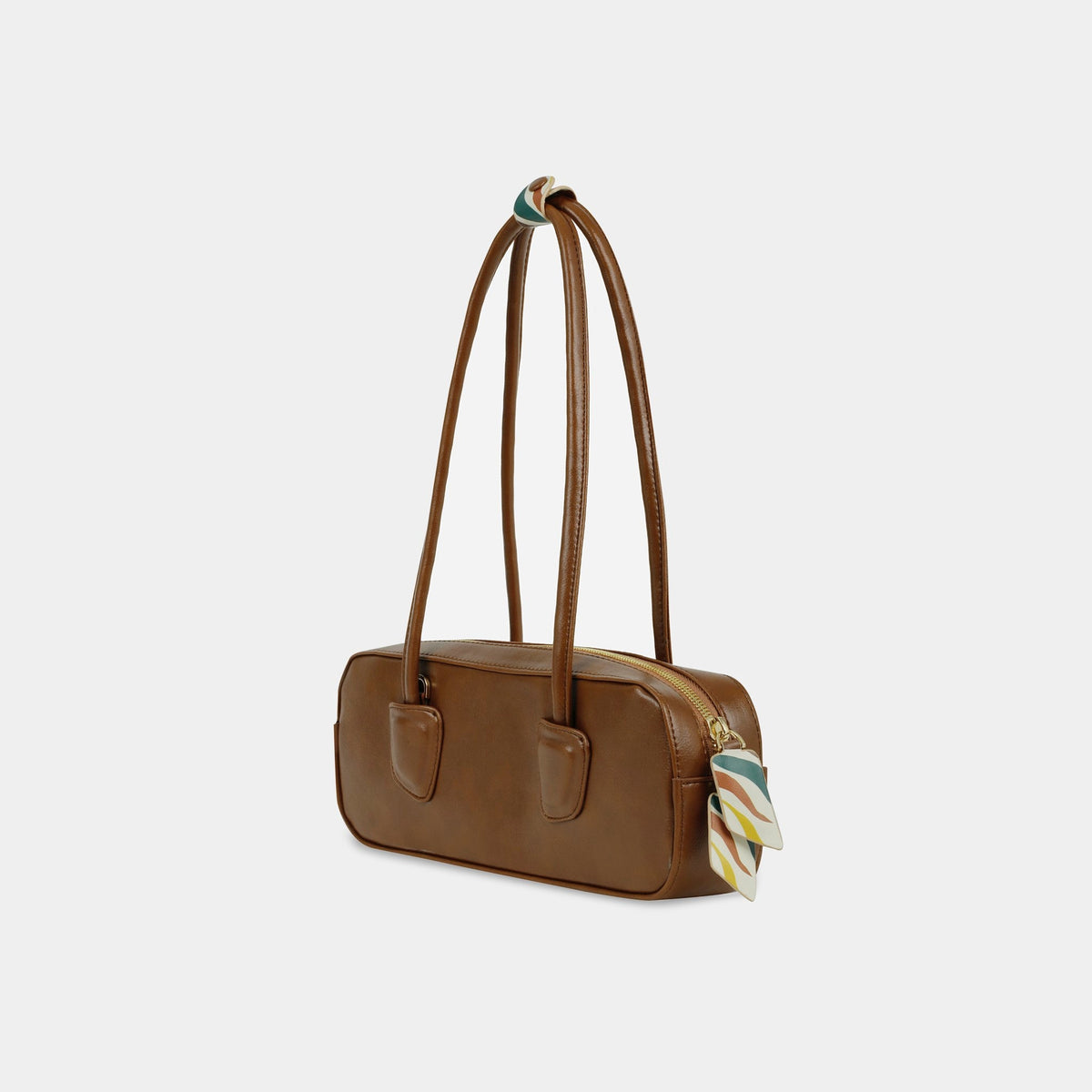 Rectangular Shoulder Bag with Geometric Leather Detail